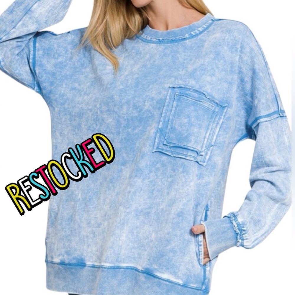 Blue Acid Wash Sweatshirt